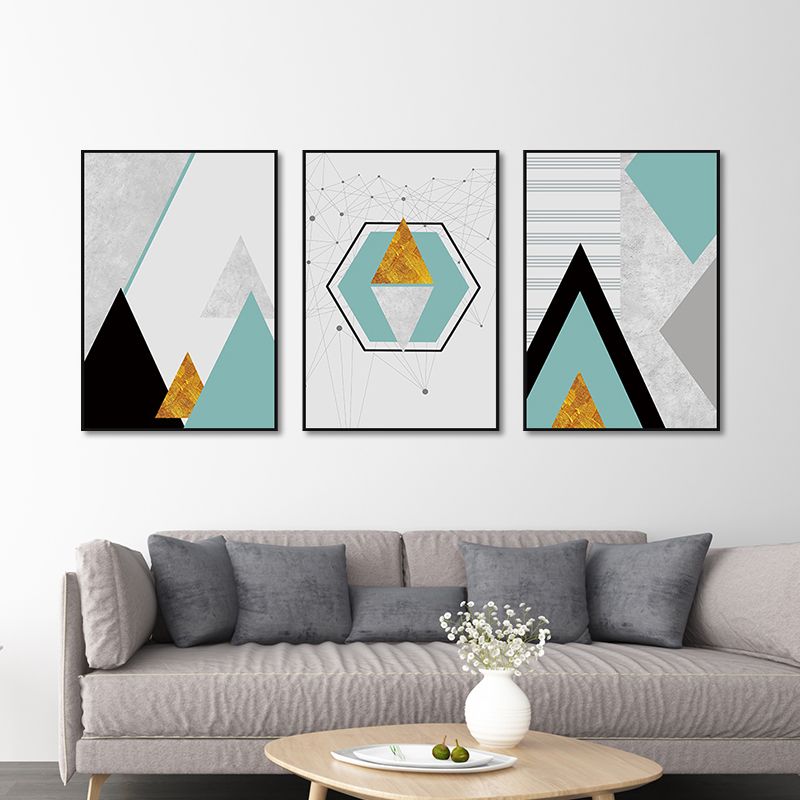 Soft Color Geometric Shape Canvas Print Abstract Modern Textured Wall Art Set for Home