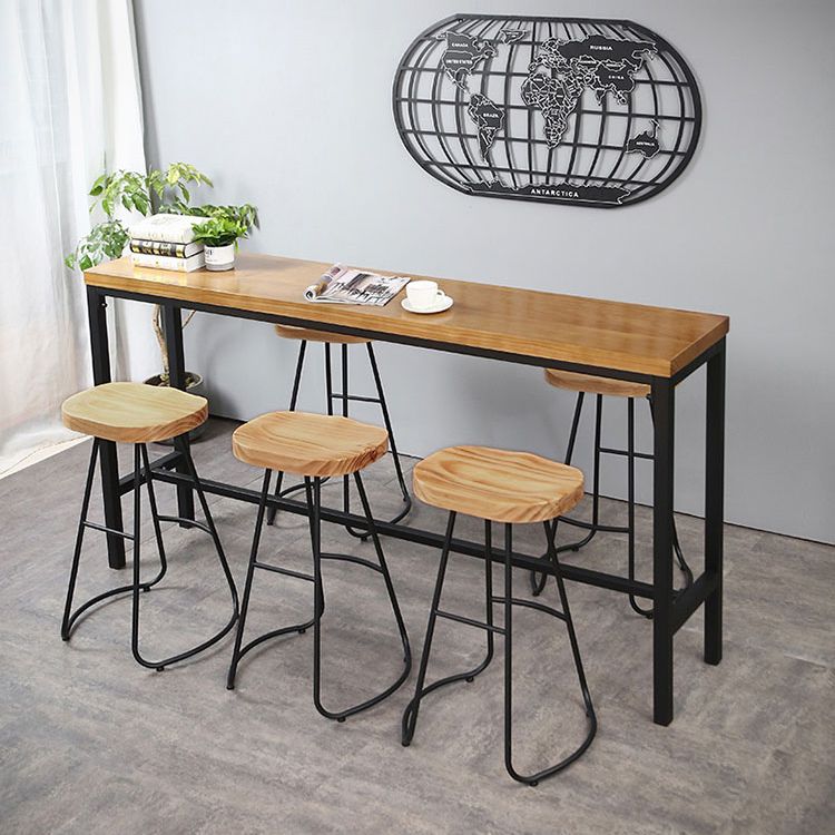Industrial 1/4/6 Pieces Bar Table Set Rectangle Pine Wood Counter Table with High Stools