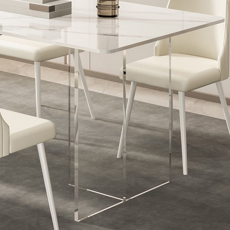 Modern 1/2/5/7 Pieces Rectangle Dining Set Sintered Stone Top Table with Leather Chairs