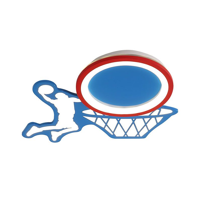 Lampada da soffitto a incasso per cameretta dei bambini a LED Lampada da incasso blu per bambini con paralume in acrilico da basket, lunghezza 18"/22,5"
