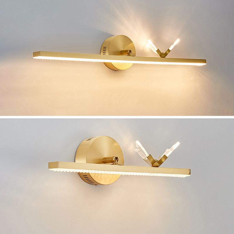 Modern American Style Linear Vanity Wall Light Fixtures Copper 3 Lights Wall Mounted Vanity Lights for Bathroom