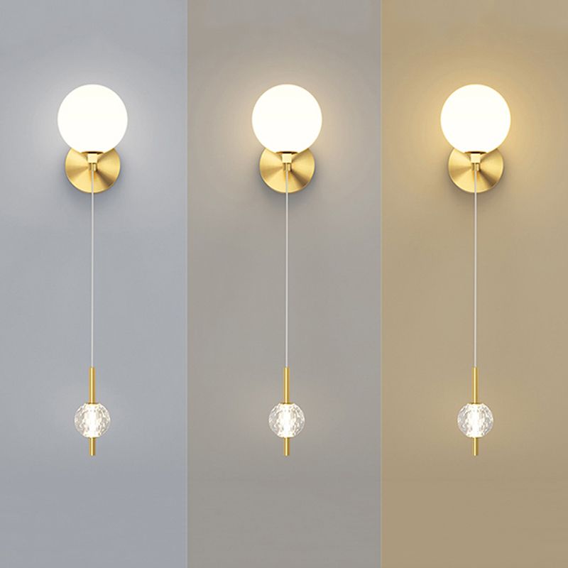 Modern 2 - Light Wall Sconce Solid Brass and Glass Wall Fixture in Gold