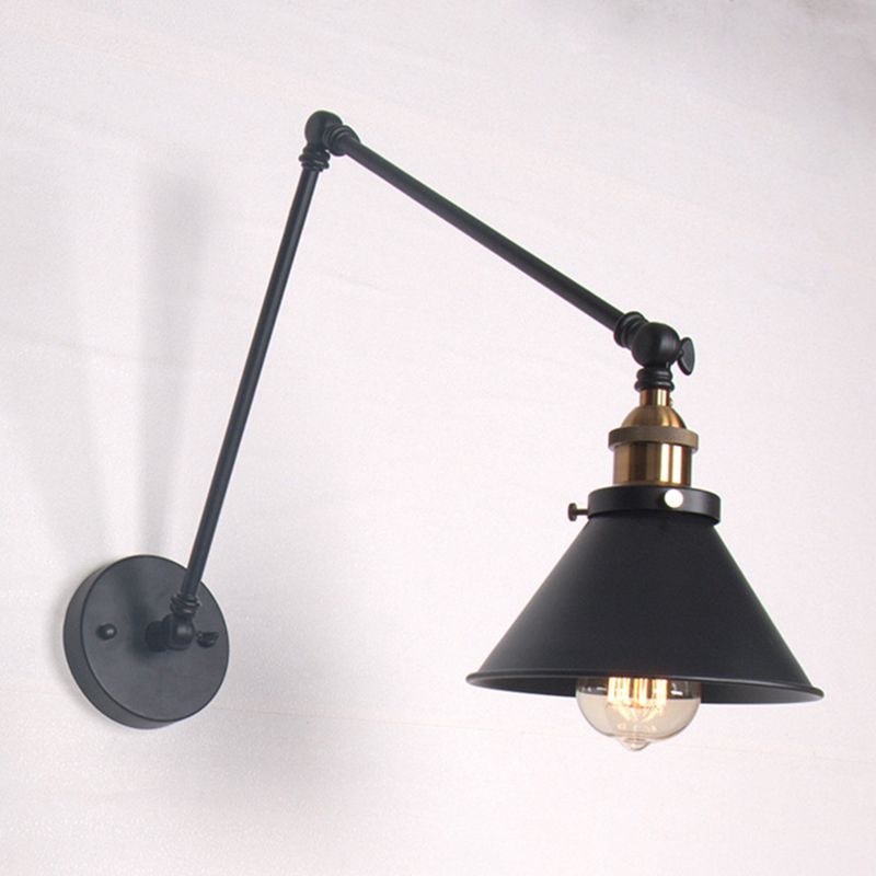 Luci da parete del braccio oscillante in stile industriale retrò per la camera da letto per camera da letto