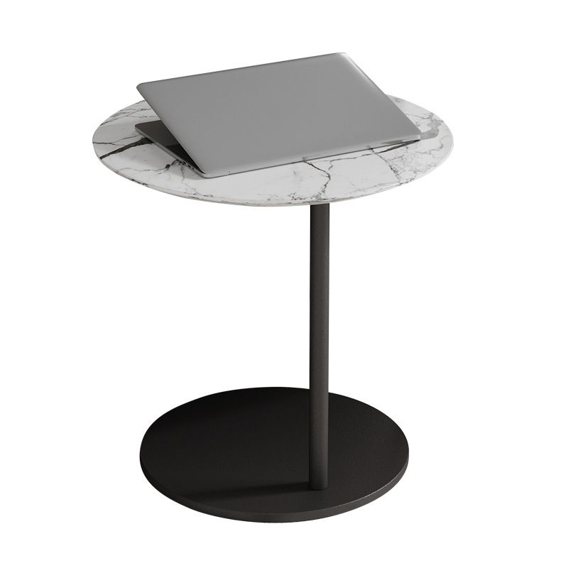 Modern Round Stone Pedestal Sofa Side Accent Table - Dia 19.69"