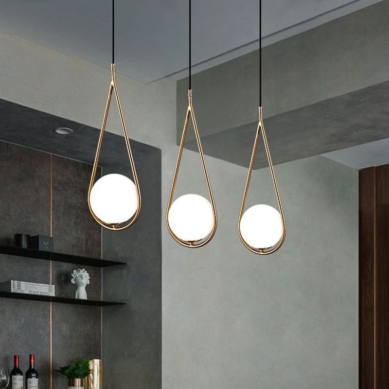 Lampada appesa sferica MODERNA MODERNA 1 Luce Sospensione Sospensione Luce a sospensione con anello di metallo a goccia