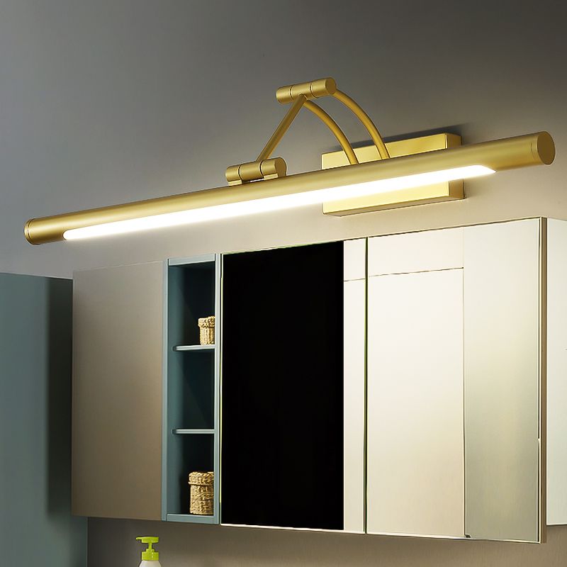 Minimalist Tube Shaped Vanity Light Fixture Acrylic LED Wall Mount Lamp with 3-Joint Swing Arm