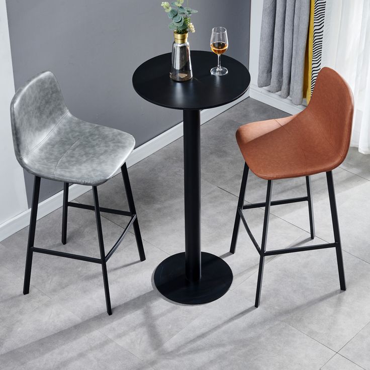 Industrial Style Low Back Bar-stool PU Leather Bar Stool with Metal Legs