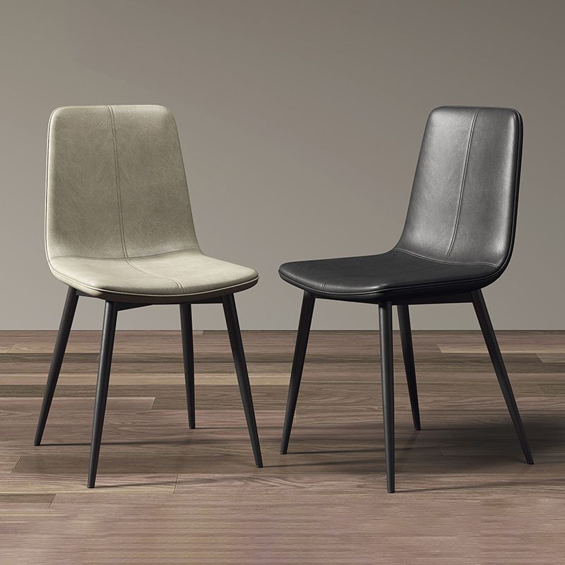 Modern Style Side Chair Faux Leather Dining Chair with Metal Leg