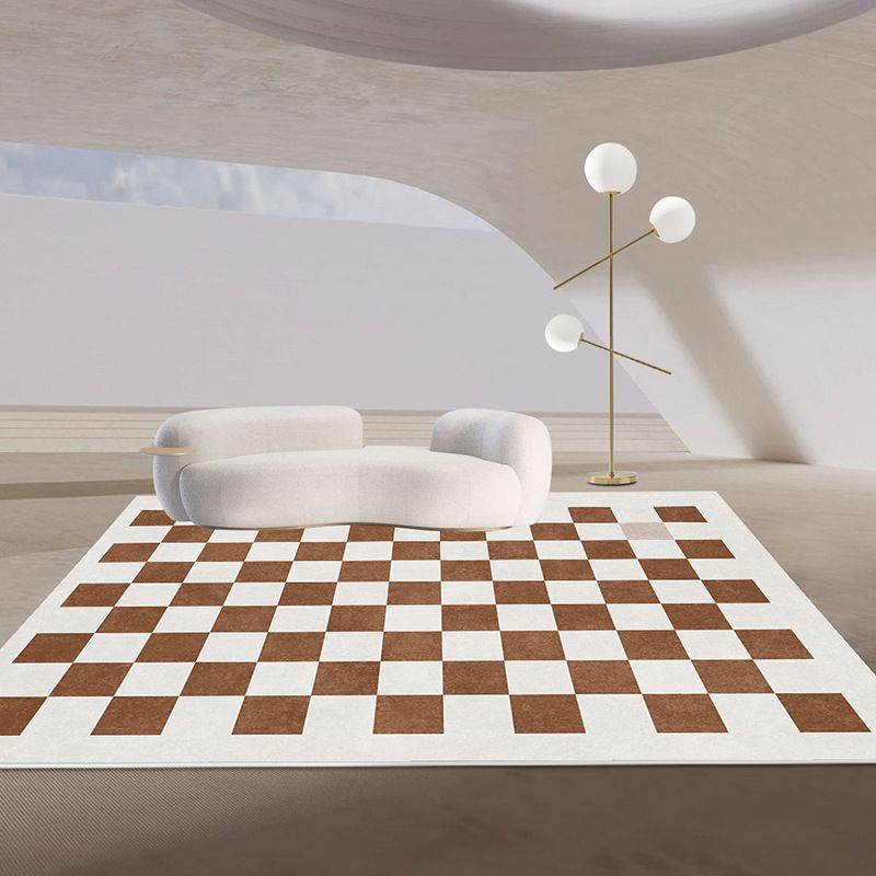 Light Color Modern Area Carpet Polyester Gingham Indoor Rug Non-Slip Backing Carpet for Living Room