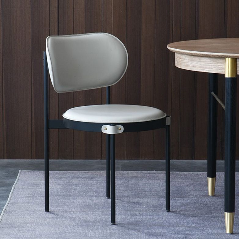 Industrial Open Back Dining Chair Black Legs Dining Side Chair