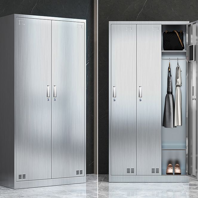 Steel Chrome Storage Cabinet Modern Cabinet with Hinged Doors