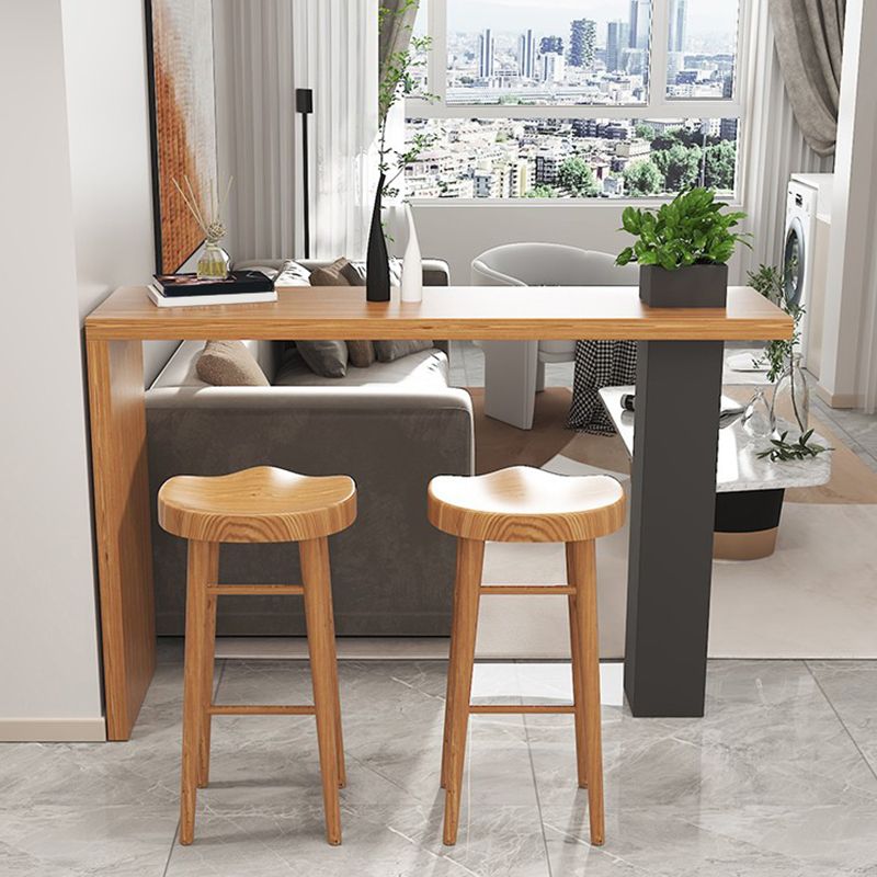 Contemporary Indoor Rectangle Bar Dining Table in Metal and Wood