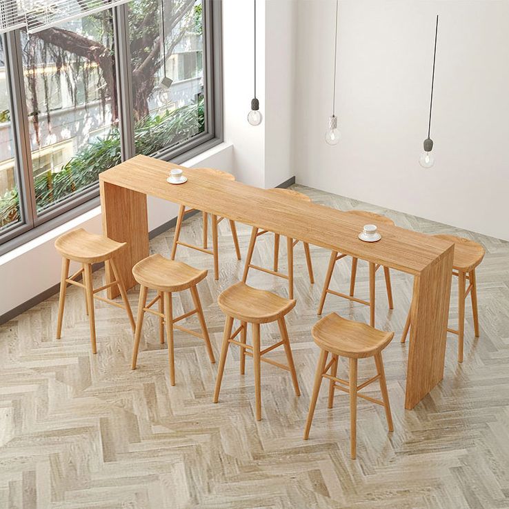 Modern 1/2/5/9 Pieces Bar Table Set Rectangle Bar Table with Wooden High Stools