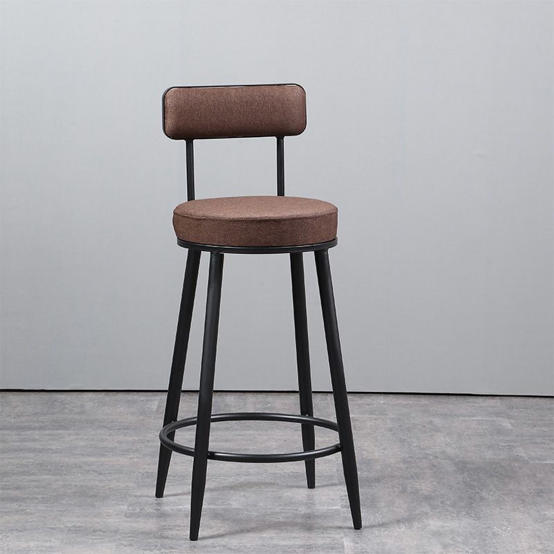 Industrial Metal Barstool Faux Leather Cushion Low Back Counter Stool with Legs for Home