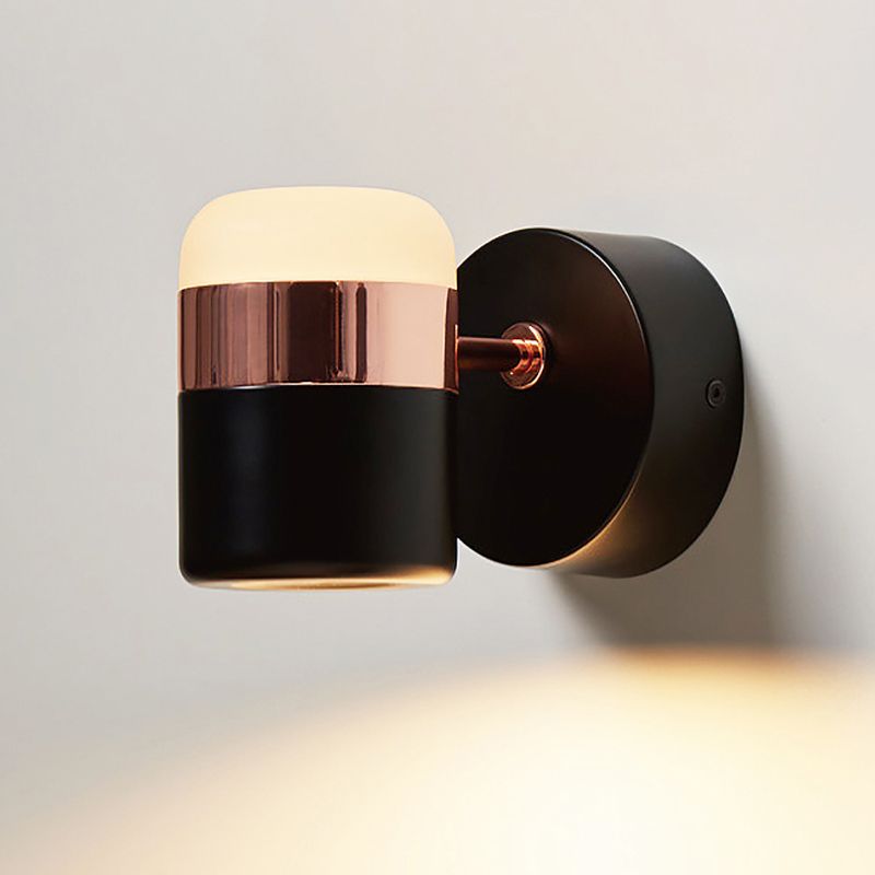 Modern Metal Wall Sconce Cylinder Shape Wall Light with Acrylic Shade for Bedroom