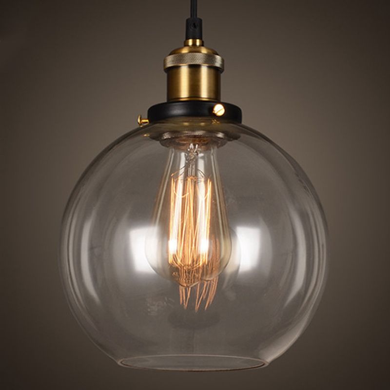 1-Licht-Glasanhängerlampe, industrielles, klares Glas Licht für Wohnzimmer