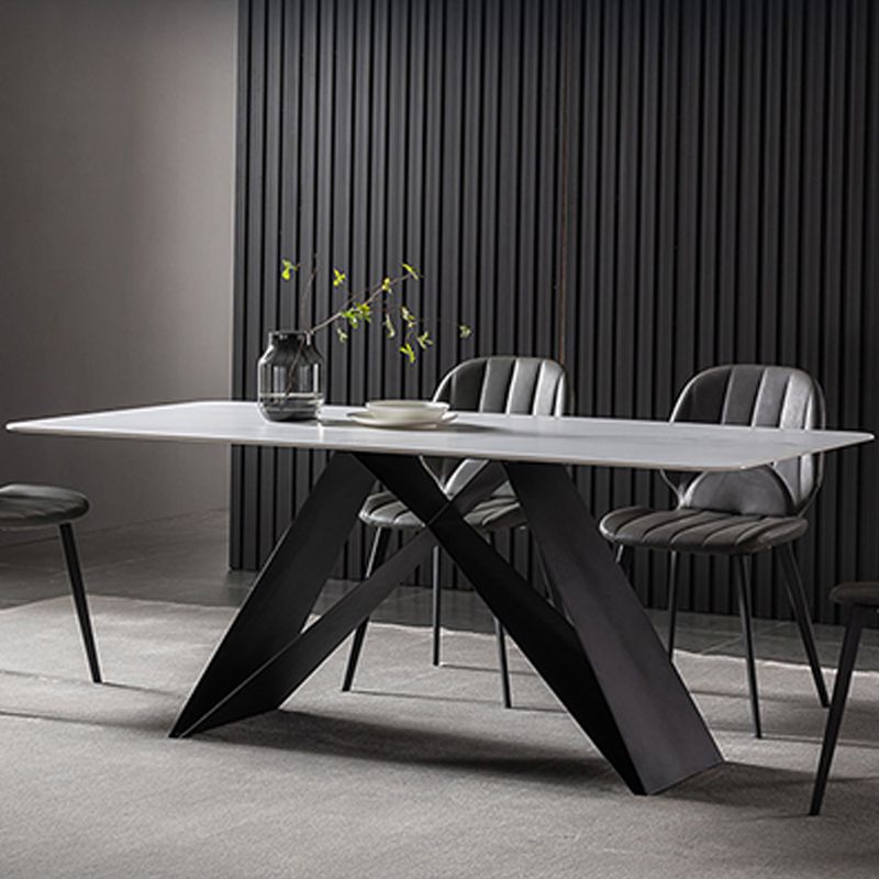 Modern Rectangle Table Stone Dining Room Table with Metal Base