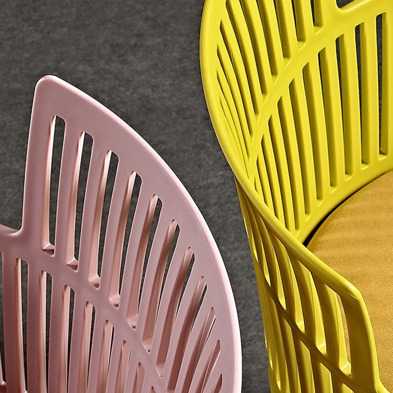 Glam Plastic Frame Dining Armchair Upholstered Fabric Arm Chair