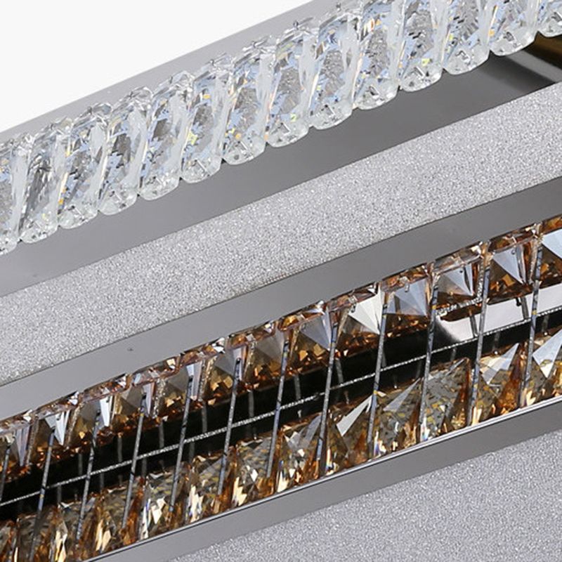 Modern Tiered Flush Mount Lamp Clear and Smoke Grey Crystal Living Room Flush Mount in Chrome