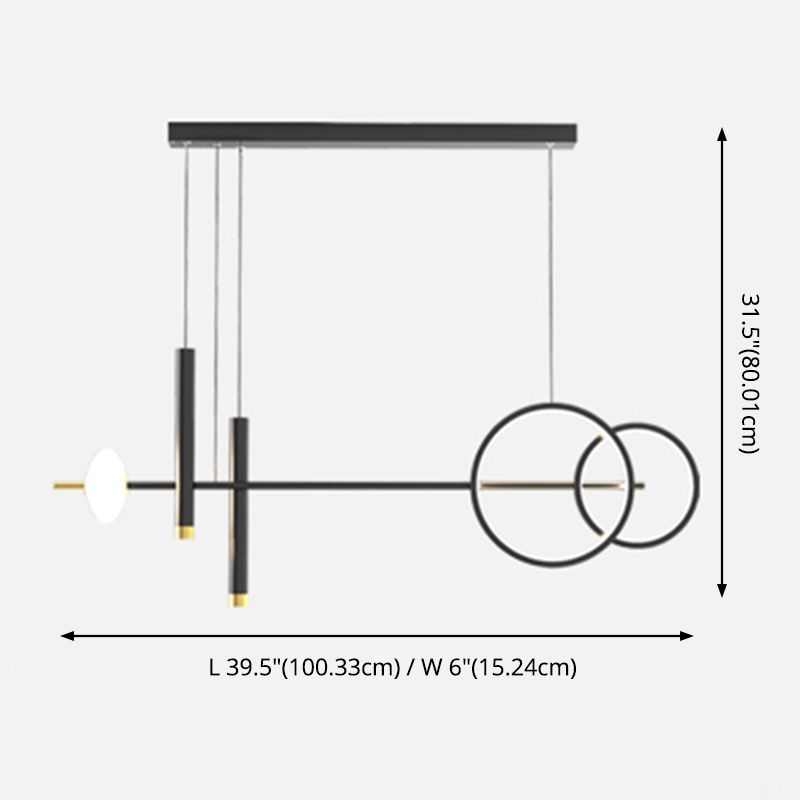 Modern Cylinders Island Chandelier Lights Metal Island Pendant