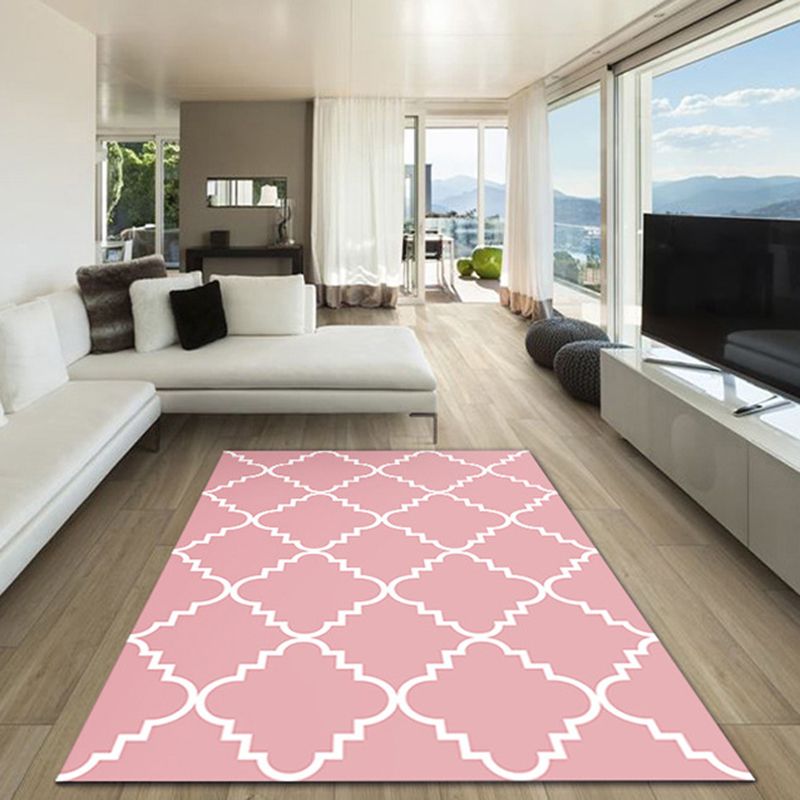 Blue Modern Rug Polyester Geometric Print Area Rug Easy Care Anti-Slip Rug for Drawing Room