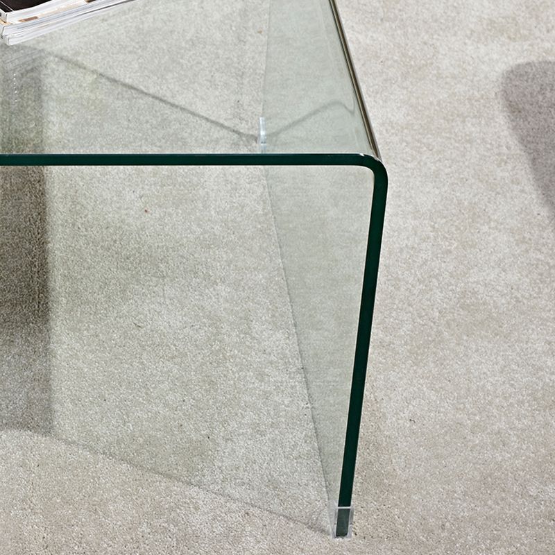 Modern Glass Sled Side End Table Minimalist Square Corner Table