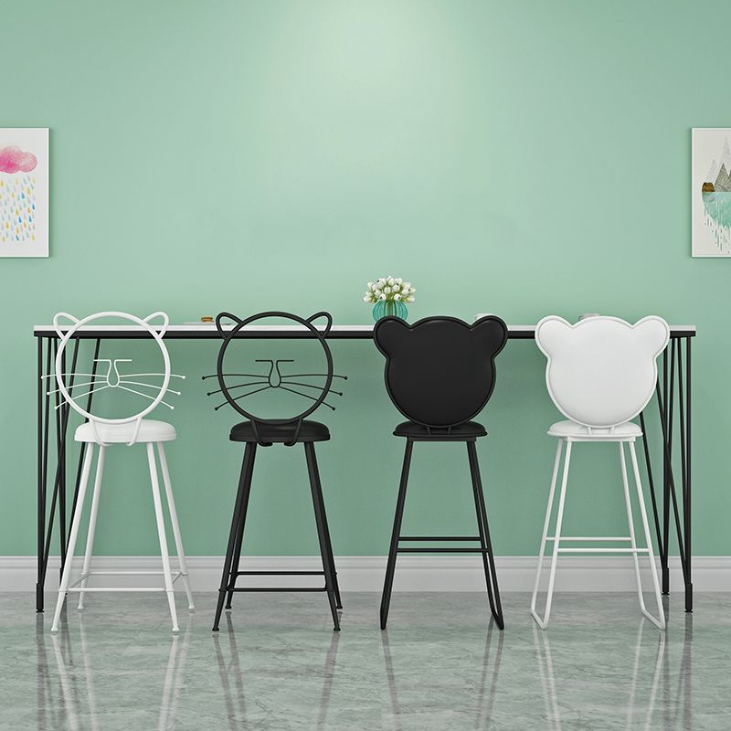 Modern 1/4 Pieces Bar Table Set Rectangle Stone Counter Table with Backrest Stools