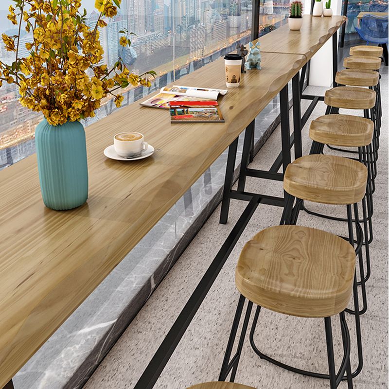 Modern Backless Counter Height Stools with Metal and Solid Wood