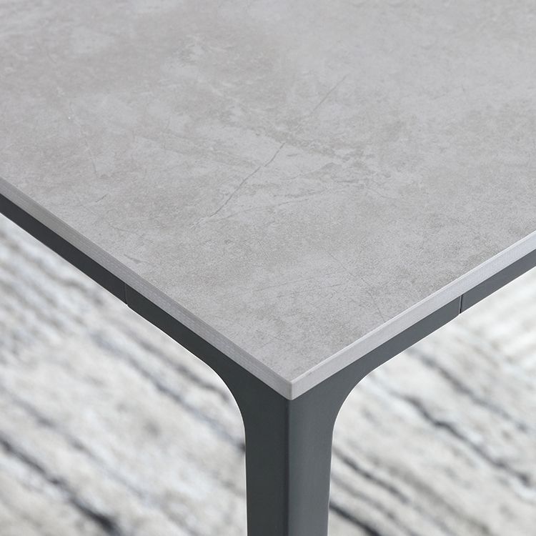 Modern Metal Frame Style Sintered Stone Rectangular Dining Table Set with 4 Legs Base