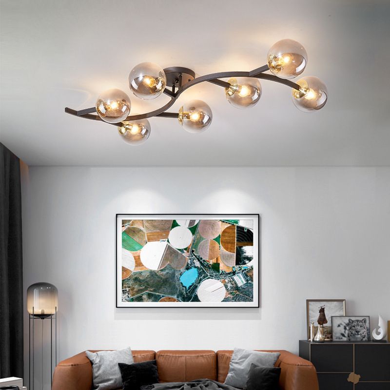 Contemporary Sphere Flush Light Fixture Glass Flush Mount Ceiling Light
