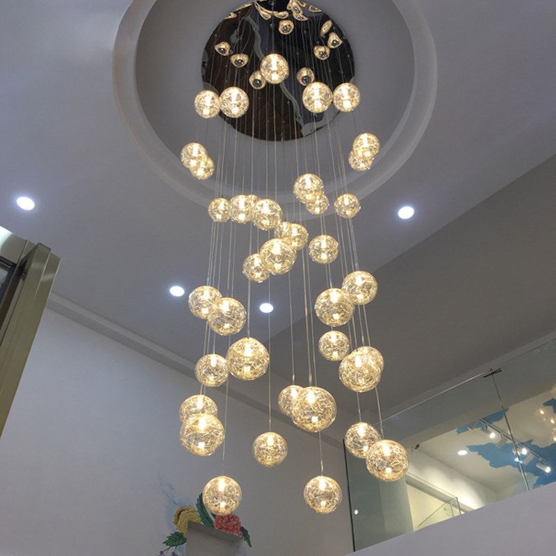 Globe Multi Light Pendant Mid-Century Modern Glass Hanging Pendant Lights for Duplex Stairs