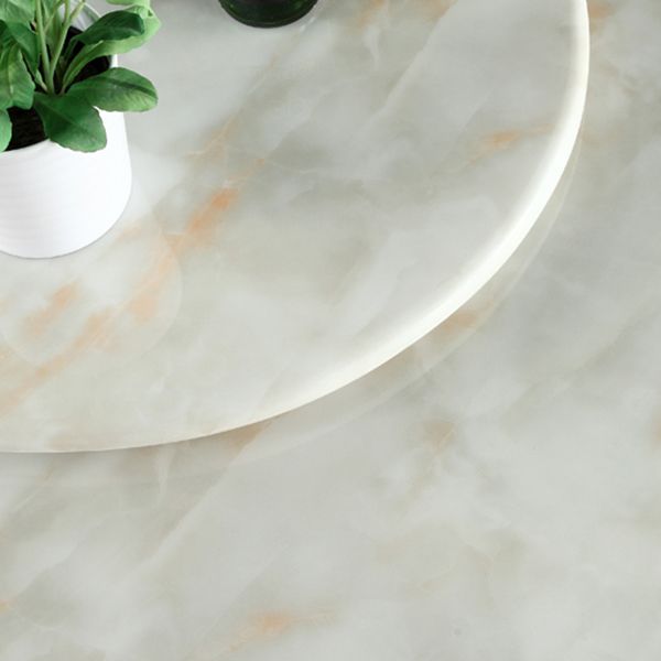 Luxury Style Marble Dining Table Metallic Single Pedestal Round Table for Home