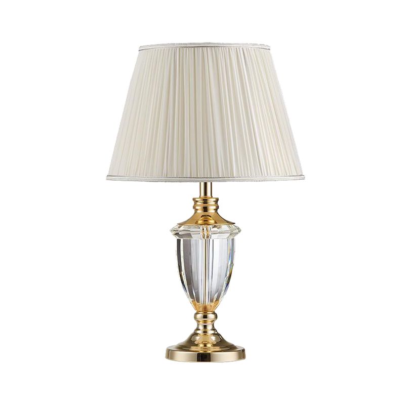 1 Head Study Task Lamp Modern White Reading Book Light with Conical Fabric Shade