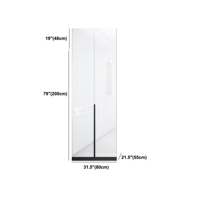 White Wooden Wardrobe Modern Cloth Rod Included Wardrobe Closet for Home