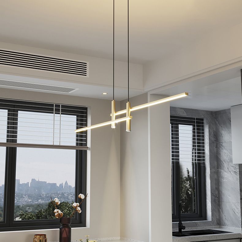 Style linéaire de style moderne Lights Metal 4 Light Island Lighting