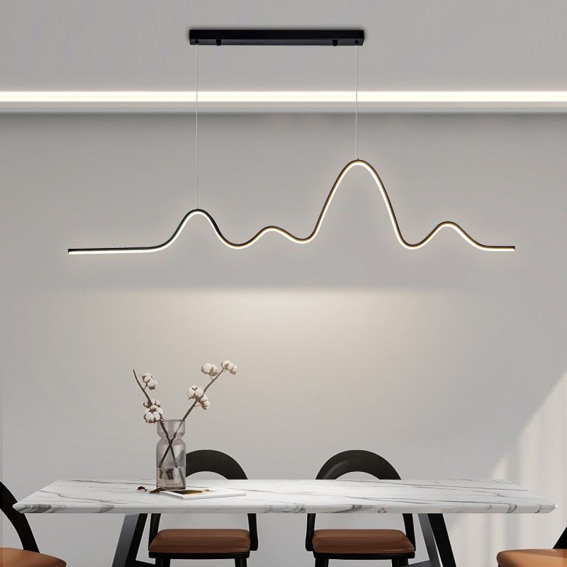 Modern Polish Finish LED Ceiling Light Metal Kitchen Island Lighting for Room