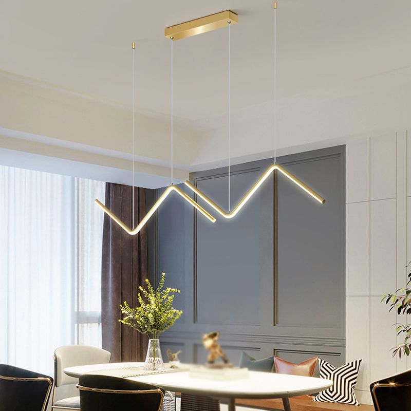 Modern 2-Light Black/Golden Ceiling Light Metal Kitchen Island Lighting for Dining Room