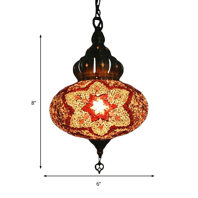 Lantaarn rood/groen/gouden glasverhang licht retro 1/3 koppen plafond hanglamp voor restaurant