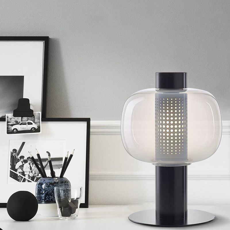 Modern Creative Table Lamp Lacquered Iron Indoor Table Lamps with Glass Shade