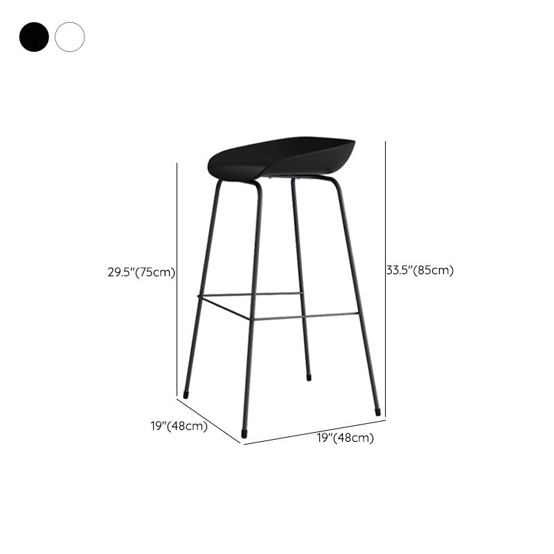 Contemporary Living Room Plastic low Back Bar Stool with Footrest
