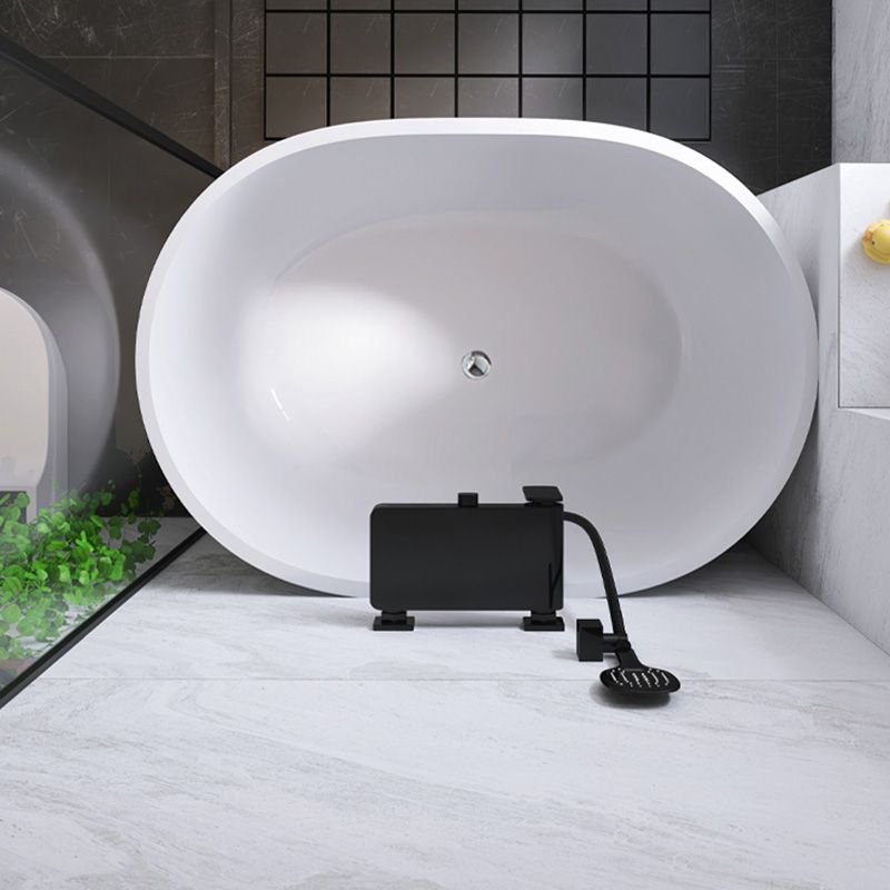 Modern Ellipse White Acrylic Bathtub Back to Wall with Drain Bath Tub