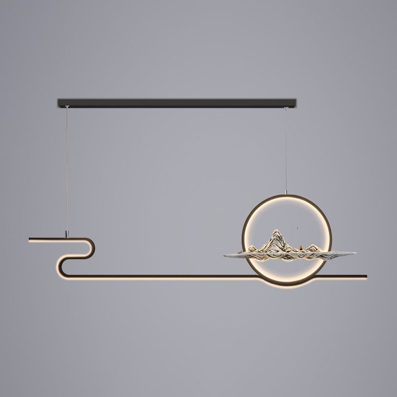 Linear de la iluminación de la isla Linencia colgante de 2 luces de metal moderno