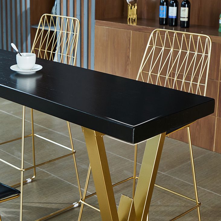 Modern Style Solid Wood Bar Table Set 1/2/5 Pcs Rectangular Pub Set for Indoor