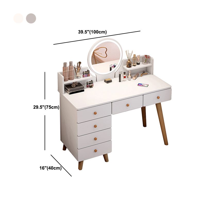 Artificial Wood Countertop White/grey 4 Legs Dresser with 6 Drawers