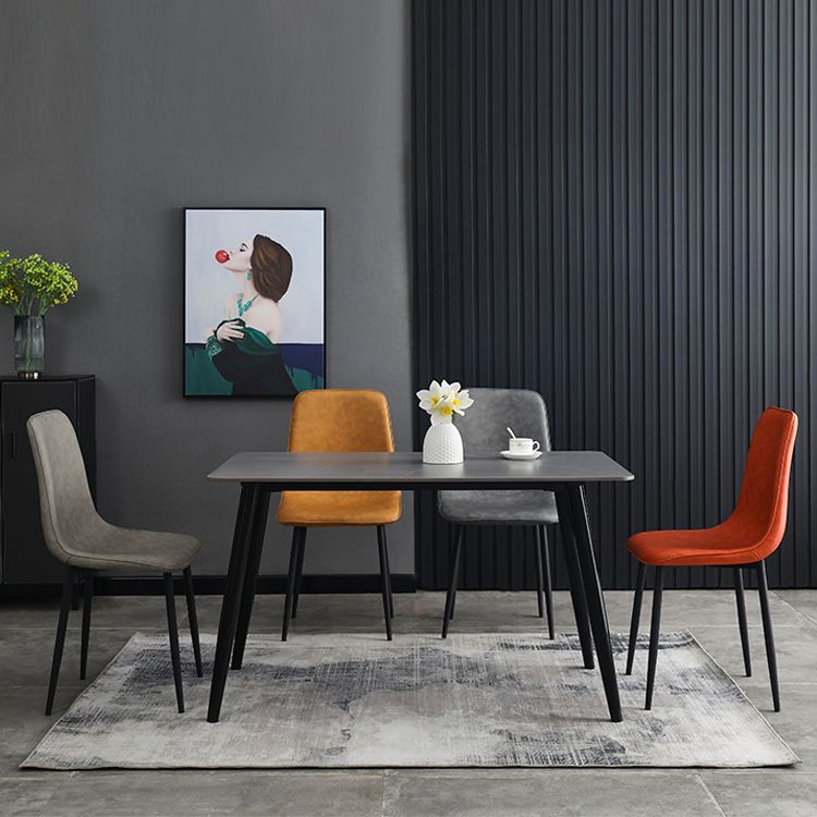 Contemporary Style Metal Chair Kitchen Dining Solid Back Dining Side Chairs