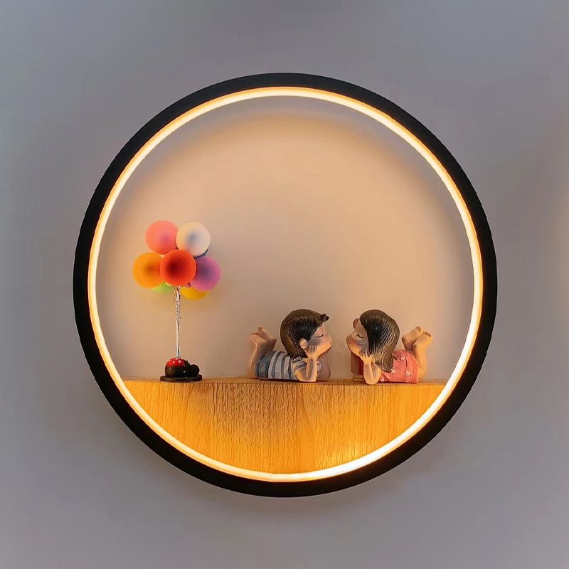 Modern Simple Metal Wall Light Circle Shape Wall Lamp with Silica Gel Shade for Bedroom