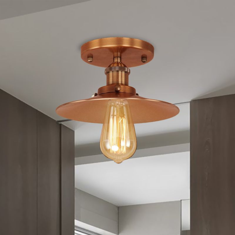 Zwart/messing platte kap semi-inbouwlamp vintage stijl metaal 1 lamp keuken semi-inbouwverlichting