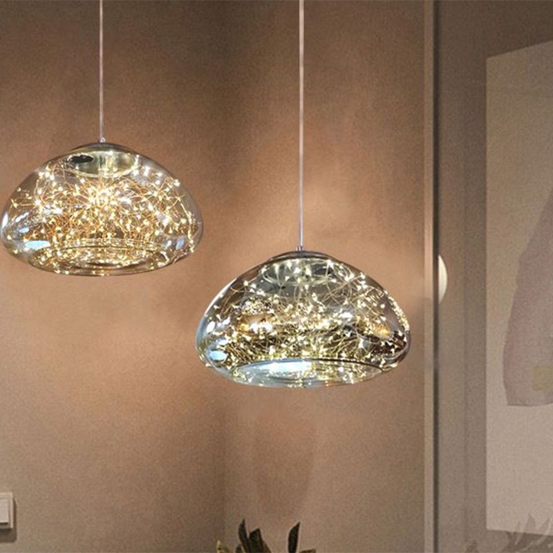 Moderne Pilze hängen hängendes Licht rauchgraues Glas 1 Glühbirnenschlafzimmer Deckenheizlicht Licht