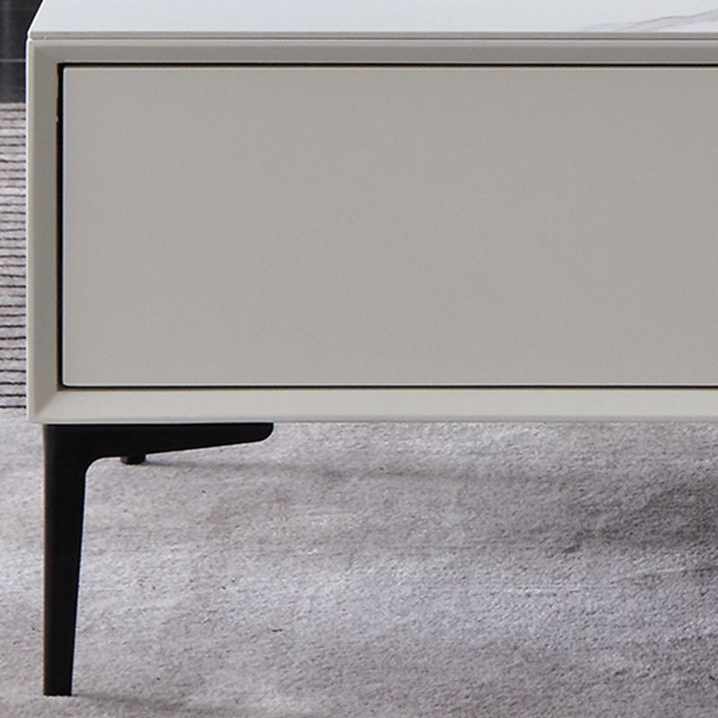 Glam Rectangle White Coffee Table with 4 Drawers and 4 Metal Legs