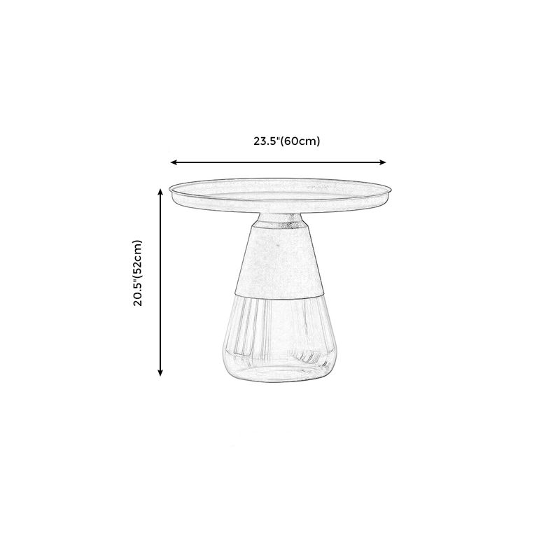 Modern Style Black/gold Metal Table Top Glass Base Round Side Table
